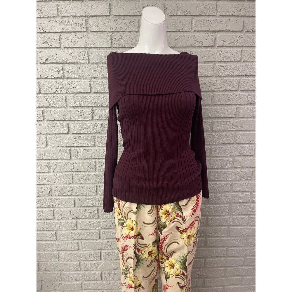 Say What Long Sleeve Fold-Over Off Shoulder Sweater Size L